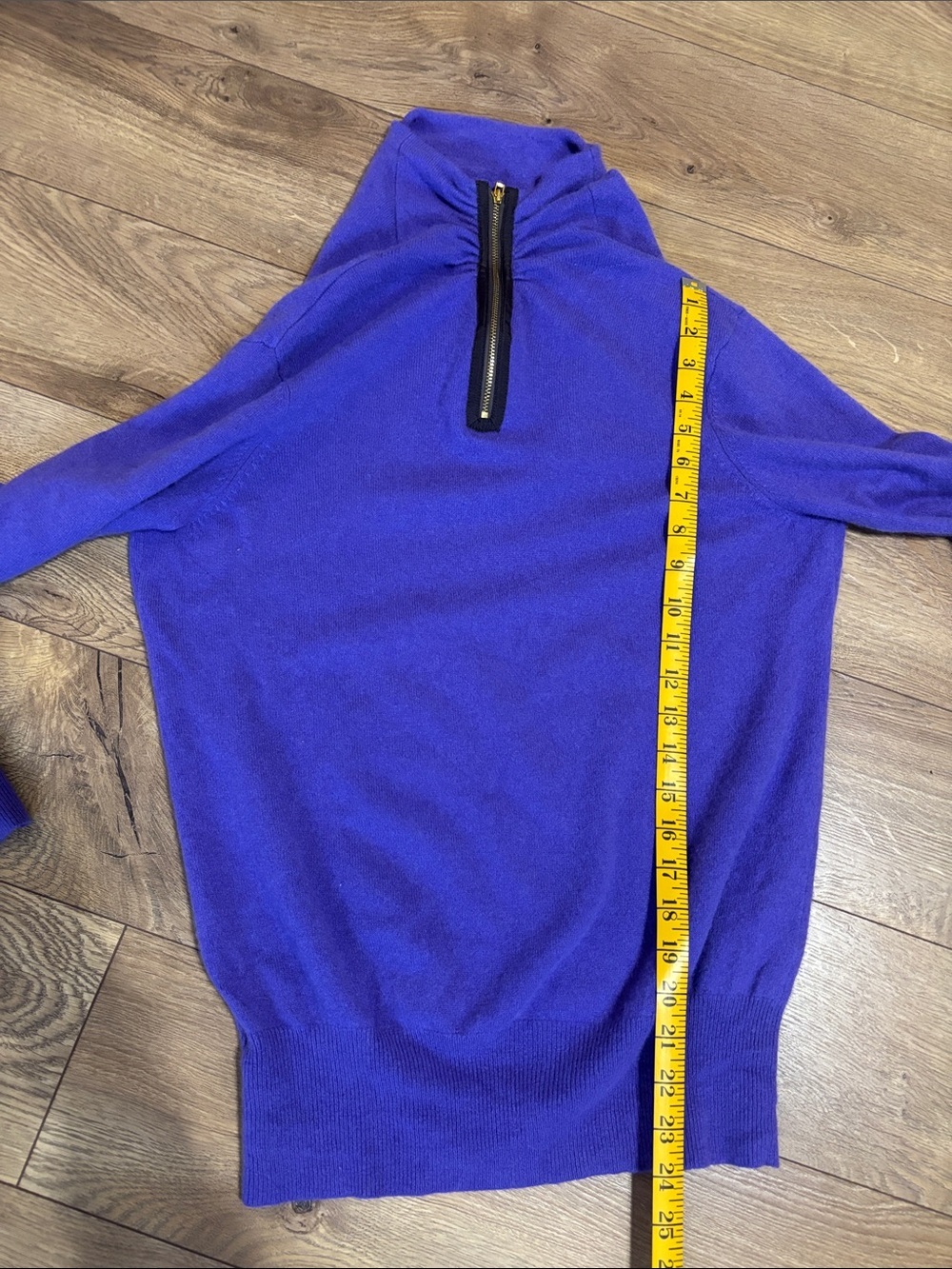 Tory burch cashmere mock neck quarter zip womens purple sweater size Medium - Picture 4 of 12